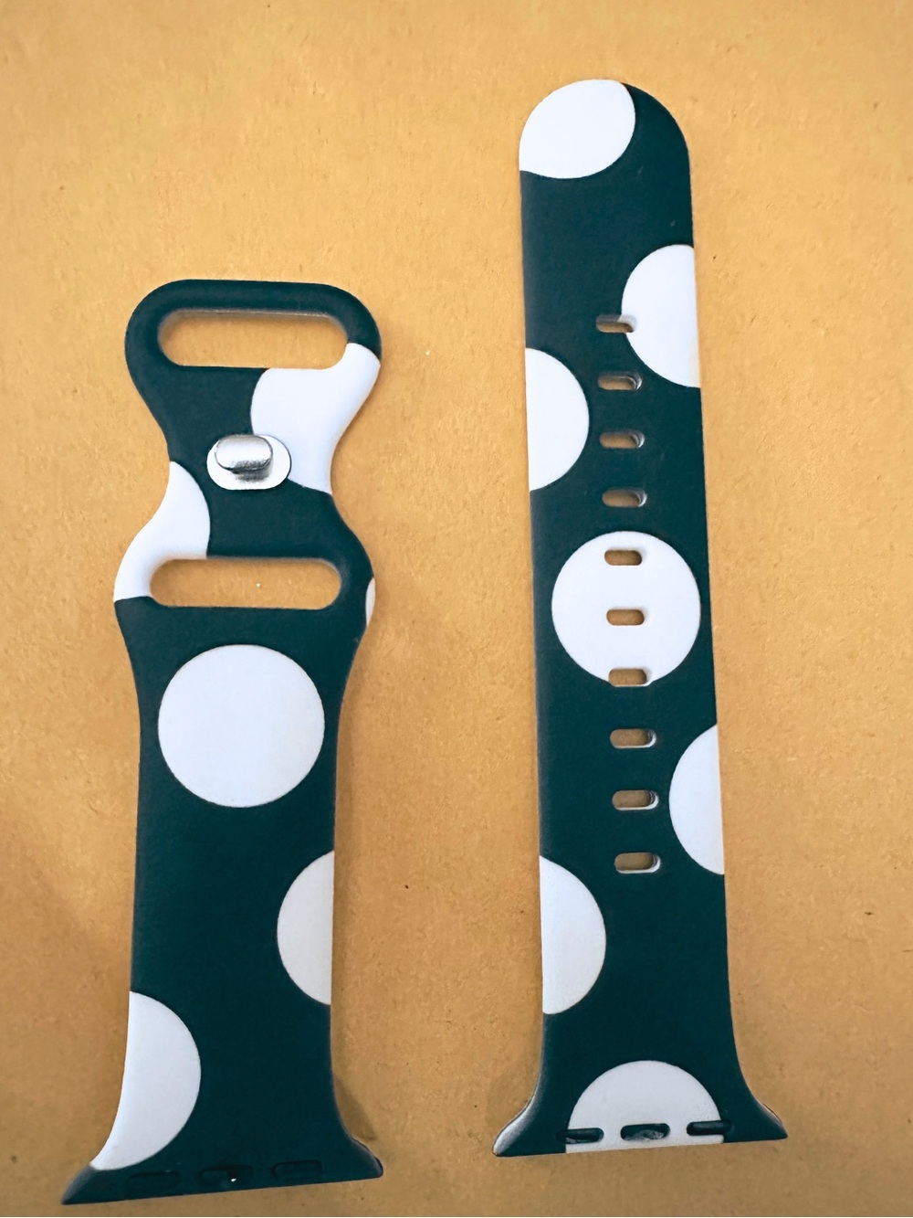 Apple Polka Dot Silicone Watch Band - Green and White